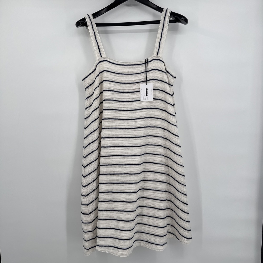 HATCH The Marianne Maternity Dress Blue Stripe Size 2 D375 Cotton Blend NEW